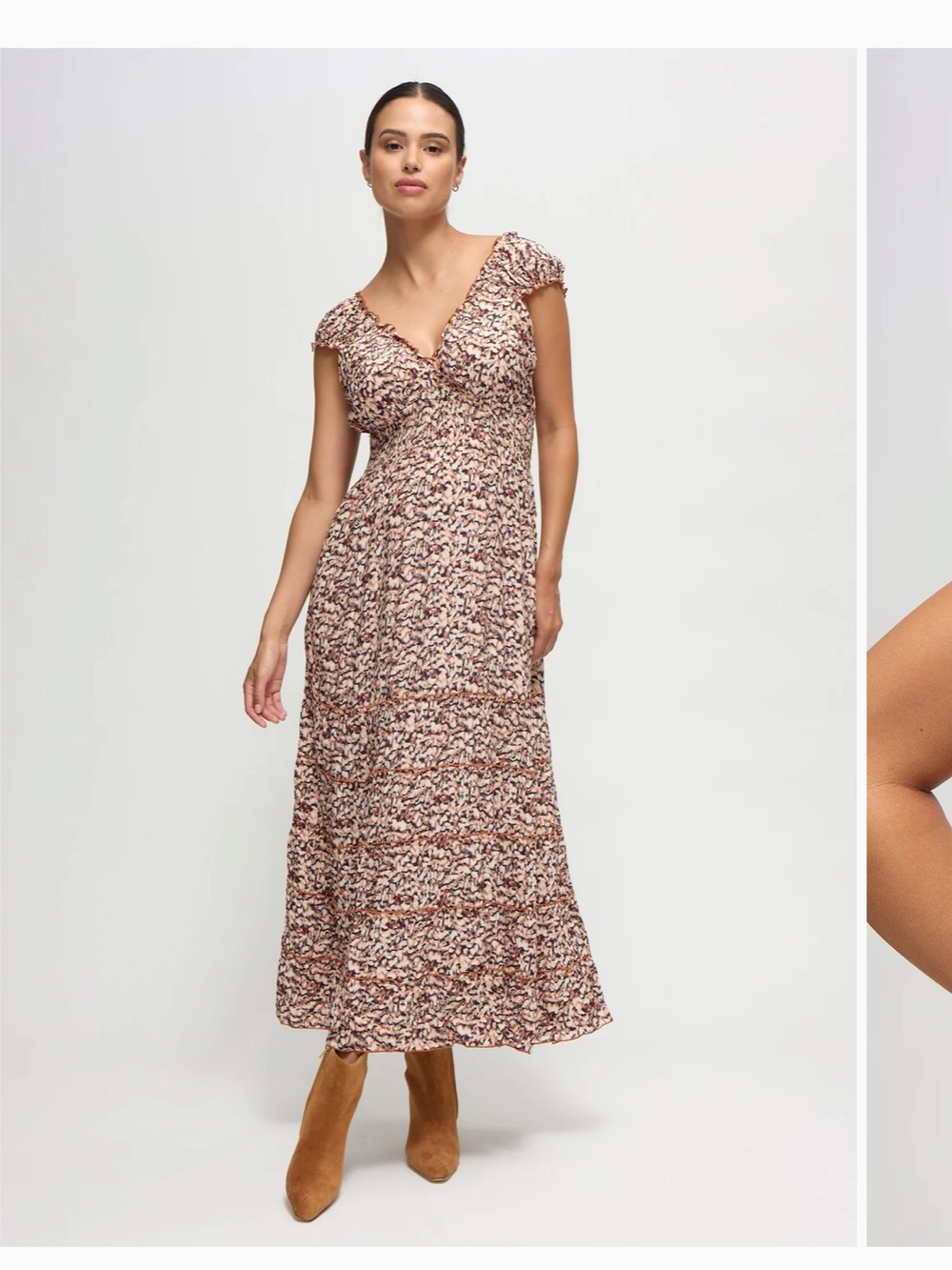 Ingrid & Isabel Tiered Cap Sleeve Maternity Nursing Maxi Dress
